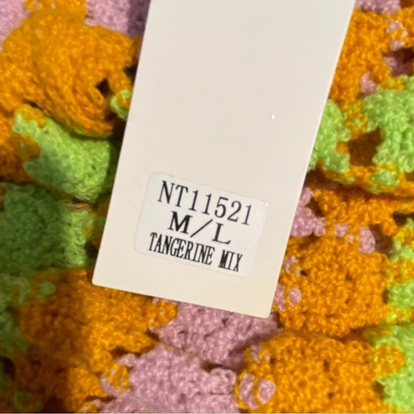 VERY J NEW IN Tangerine Mix Crochet Knit Y2K Cardigan Crop Short Sleeve Orange - Picture 11 of 12